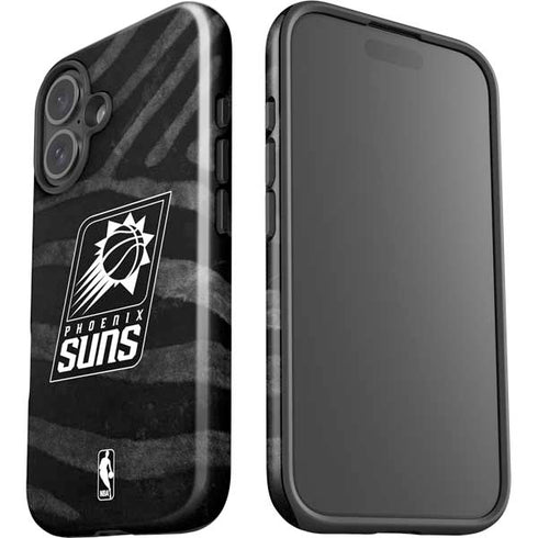 NBA Phoenix Suns Black Animal Print iPhone 16 Plus Impact Case